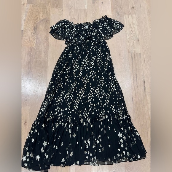 LOVESHACKFANCY Rony star printed metallic silk maxi dress sz 6 - Picture 5 of 7